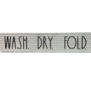 Rae Dunn Metal WASH DRY FOLD Hanging Sign